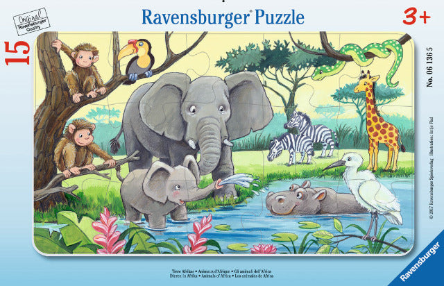 Ravensburger Puzzle Frame 15 Piece, Animals of Africa - Treasure Island Toys