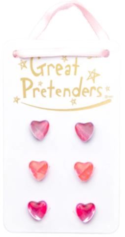 Great Pretenders Fashion - Boutique Earrings Holo Heart Studded - Treasure Island Toys