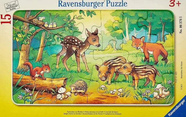 Ravensburger Puzzle Frame 15 Piece, Animal Babies of the Forest - Treasure Island Toys
