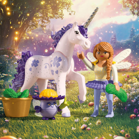 Playmobil Magic Unicorn Collectible Unicorn Lucky Lavender with Fairy - Treasure Island Toys