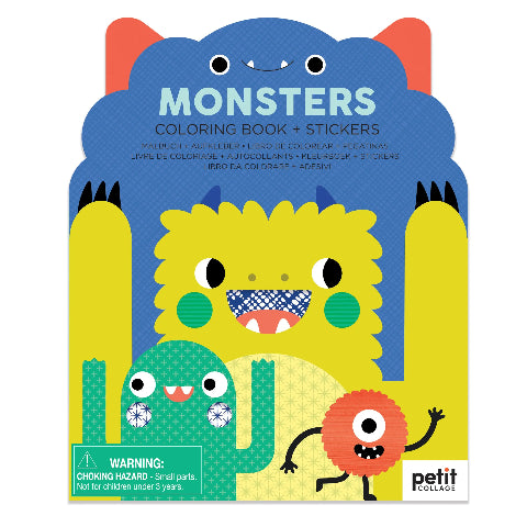 Petit Collage Monsters Coloring Book & Sticks