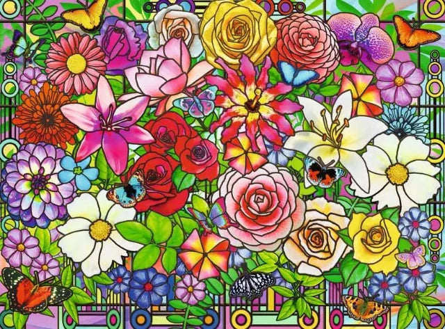Ravensburger Puzzle 100 Piece XL, TIffany Flowers - Treasure Island Toys