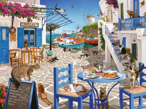 Ravensburger Puzzle 1500 Piece, Cats of Mykonos - Treasure Island Toys