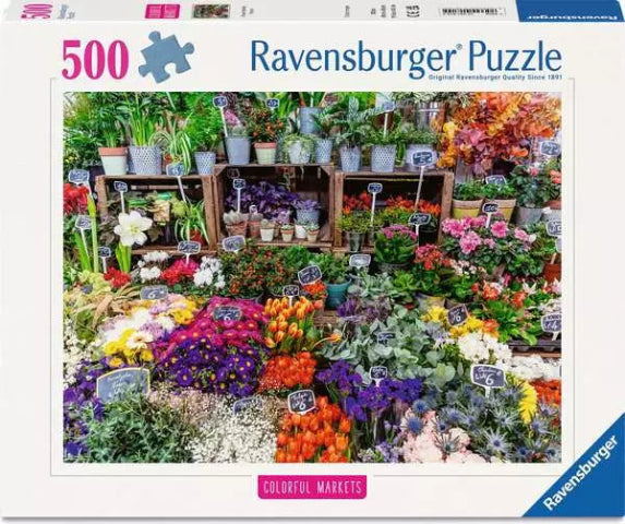Ravensburger Puzzle 500 Piece, Colourful Markets: Flower Market France - Treasure Island Toys