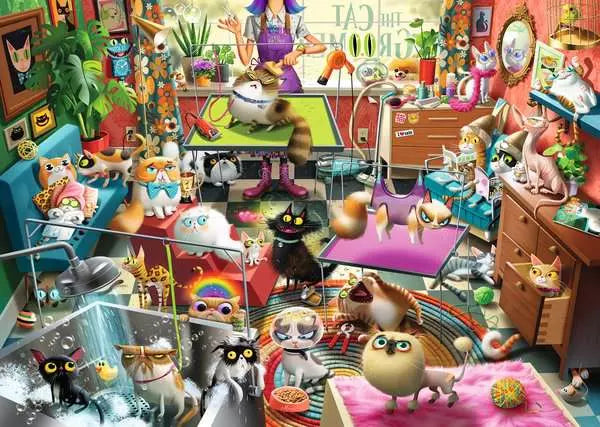 Ravensburger Puzzle 1000 Piece, The Cat Groomer - Treasure Island Toys