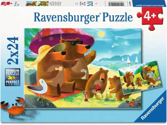Ravensburger Puzzle 2 x 24 Piece, Bear Family Vacation - Treasure Island Toys