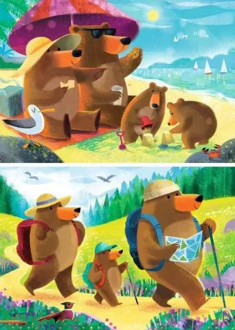 Ravensburger Puzzle 2 x 24 Piece, Bear Family Vacation - Treasure Island Toys