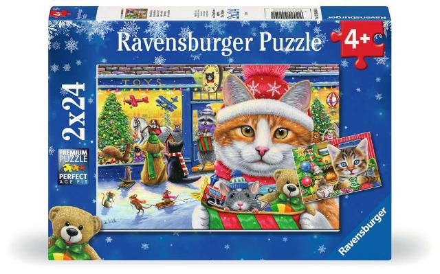 Ravensburger Puzzle 2 x 24 Piece, Christmas Kitties - Treasure Island Toys