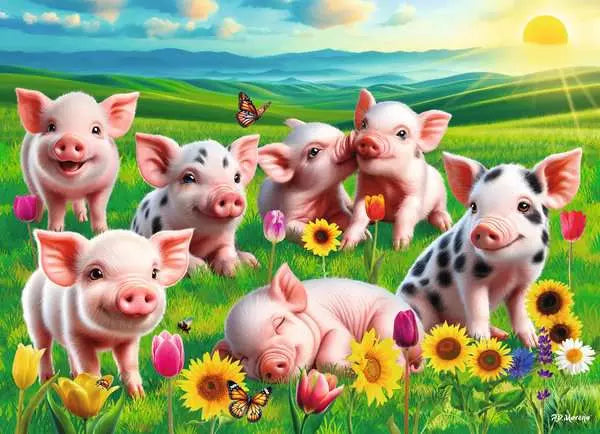 Ravensburger Puzzle 60 Piece, Precious Piglets - Treasure Island Toys