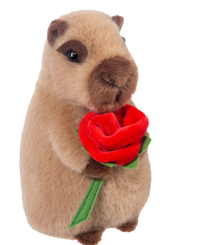 Douglas Cuddle Valentine Capybara with Rose - Treasure Island Toys