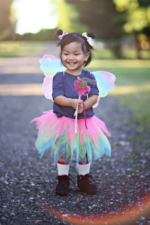 Great Pretenders Tutu -  Neon Rainbow Skirt, Wings and Wand Set - Treasure Island Toys