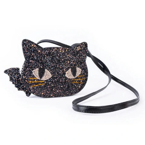 Great Pretenders Purse - Cat's Meow Black Chunky Glitter Kitty Purse - Treasure Island Toys