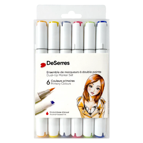 Deserres Alcohol Dual-Tip Markers, Primary - Treasure Island Toys