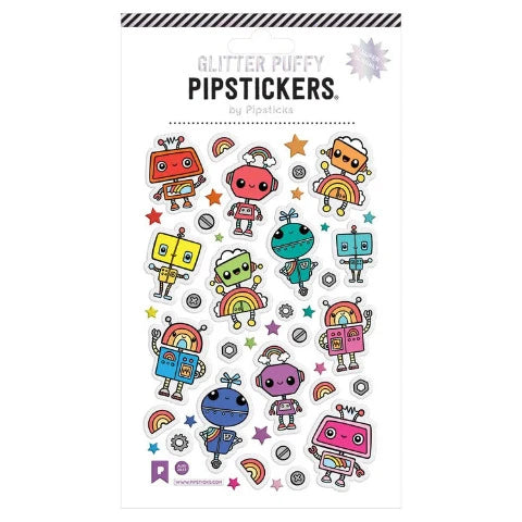 Pipsticks Glitter Puffy Stickers Radiant Robots