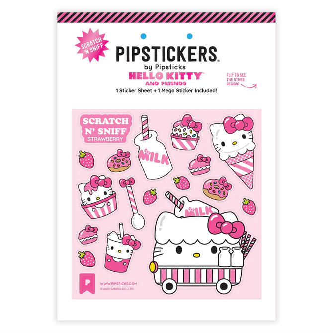 Pipsticks Scratch & Sniff Stickers Hello Kitty Milk Cart, 2 Piece