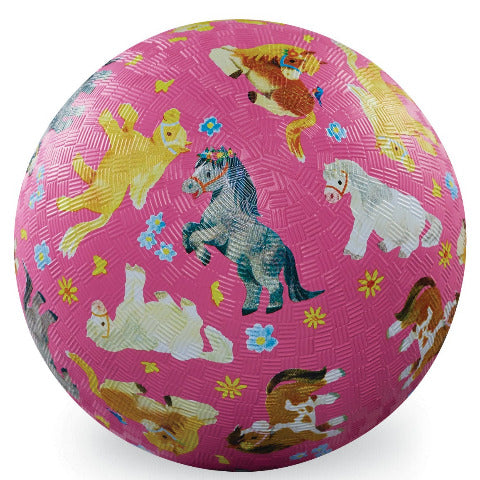 Crocodile Creek Playground Ball 5 Inch, Pretty Ponies - Treasure Island Toys