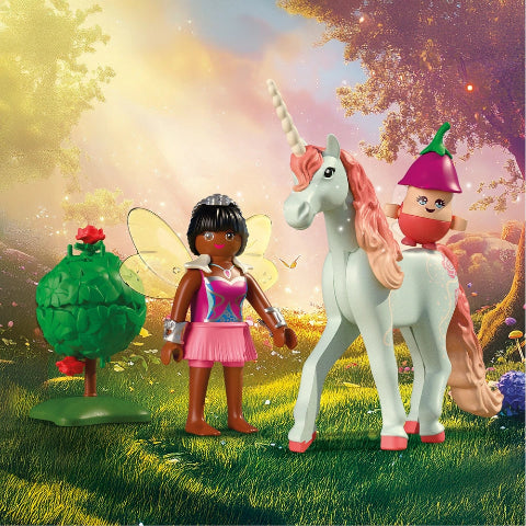 Playmobil Magic Unicorn Collectible Unicorn Sky Rose with Fairy - Treasure Island Toys
