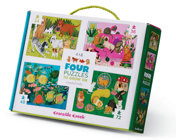 Crocodile Creek Four Puzzle Set, Playful Pets - Treasure Island Toys