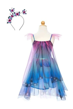 Great Pretenders Dress - Blue Butterfly Twirl Dress with Wings & Headband - Treasure Island Toys