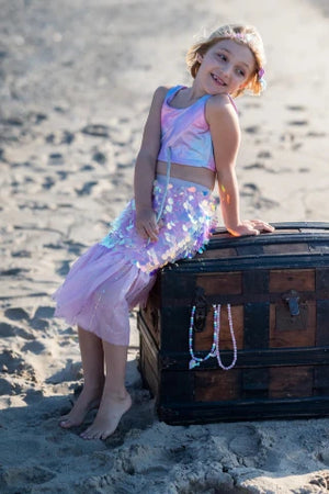 Great Pretenders Skirt - Bling Bling Mermaid Skirt & Hair Clip, Pink - Treasure Island Toys