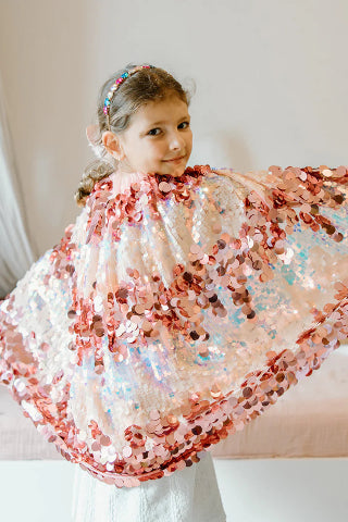 Great Pretenders Cape - 5th Avenue Paillette, Gold/Pink