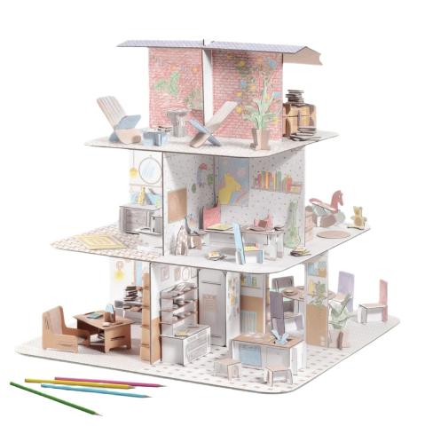 Djeco Art Kit - Colour, Assemble, Play Dollhouse