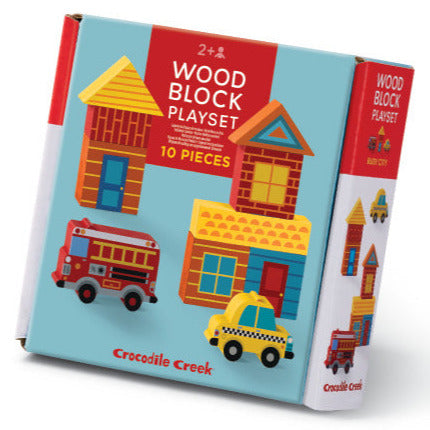 Crocodile Creek Build & Play Wood Block Playset, Busy City