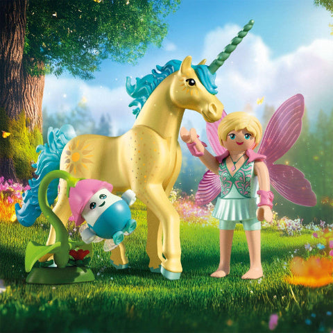 Playmobil Magic Unicorn Collectible Unicorn Sunshine Blossom with Fairy - Treasure Island Toys
