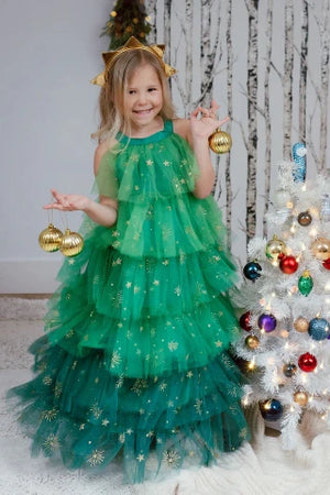 Great Pretenders Dress - Christmas Tree Dress & Headpiece, Size 5-6 - Treasure Island Toys