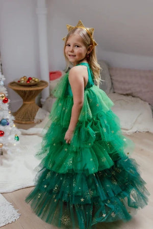 Great Pretenders Dress - Christmas Tree Dress & Headpiece, Size 5-6 - Treasure Island Toys