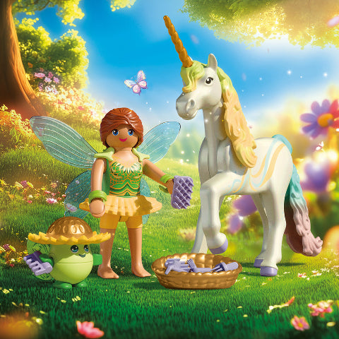 Playmobil Magic Unicorn Collectible Unicorn Rainbow Flower with Fairy - Treasure Island Toys