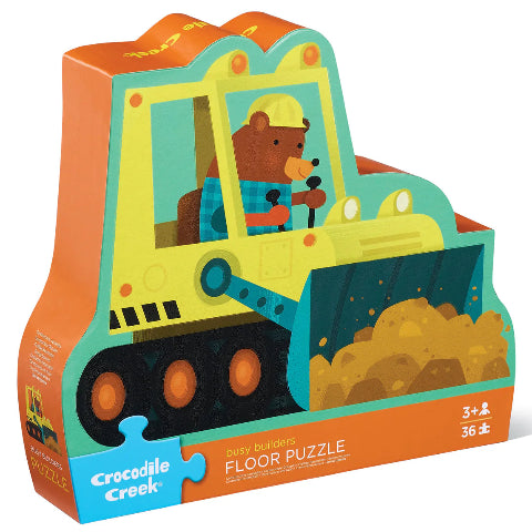 Crocodile Creek Puzzle Floor Busy Builders, 36 Piece - Treasure Island Toys