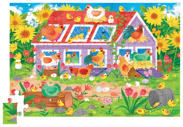 Crocodile Creek Puzzle Flat House Chicken Coop, 50 Piece - Treasure Island Toys