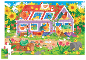 Crocodile Creek Puzzle Flat House Chicken Coop, 50 Piece - Treasure Island Toys