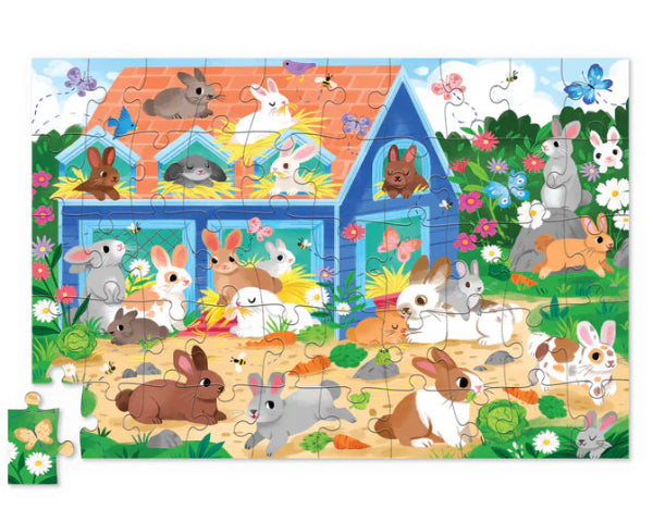 Crocodile Creek Puzzle Flat House Bunny House, 50 Piece - Treasure Island Toys