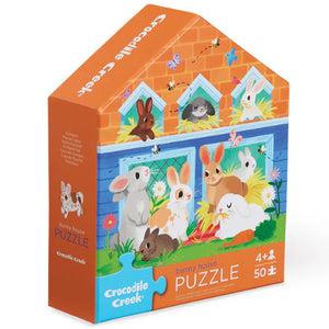 Crocodile Creek Puzzle Flat House Bunny House, 50 Piece - Treasure Island Toys