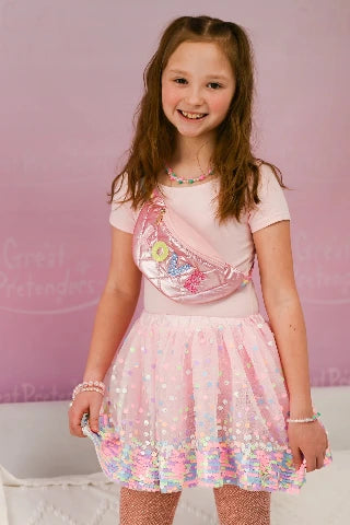 Great Pretenders Skirt - Party Fun Sequins, Neon Pink - Treasure Island Toys