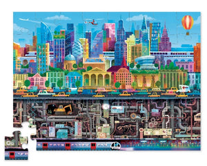 Crocodile Creek Puzzle Above & Below Big City, 48 Piece - Treasure Island Toys