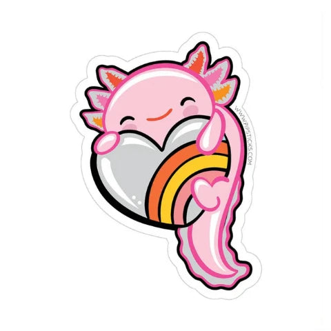 Pipsticks Vinyl Sticker Kawaii Axolotl Love In My Heart - Treasure Island Toys