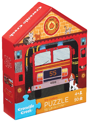 Crocodile Creek Puzzle Flat House Fire Station, 50 Piece