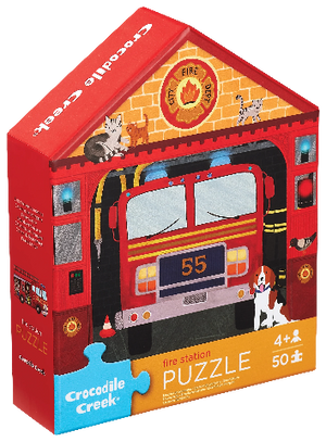 Crocodile Creek Puzzle Flat House Fire Station, 50 Piece