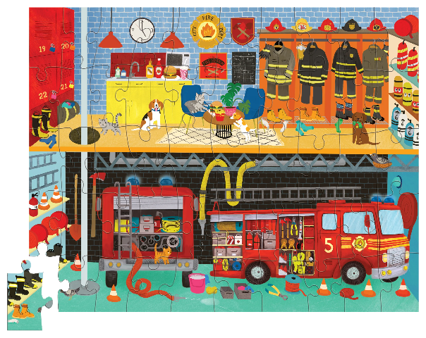 Crocodile Creek Puzzle Flat House Fire Station, 50 Piece