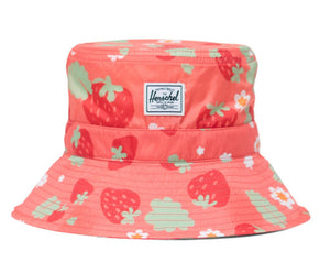 Herschel Beach Bucket UV Hat Shell Pink Sweet Strawberries 2-4 Years - Treasure Island Toys