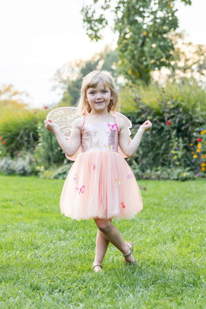Great Pretenders Dress - Butterfly Bliss, Peach Size 7-8