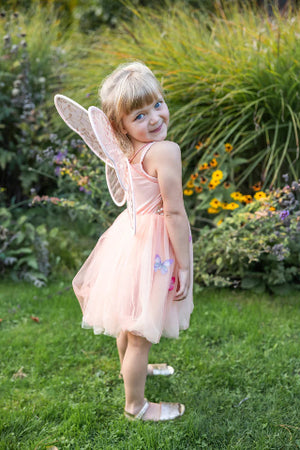 Great Pretenders Dress - Butterfly Bliss, Peach Size 7-8