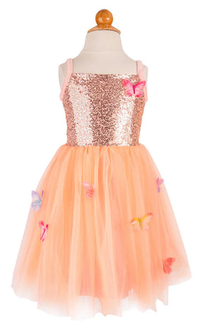 Great Pretenders Dress - Butterfly Bliss, Peach Size 7-8