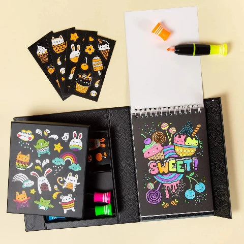 Tiger Tribe Art Colouring Set Neon Glow Friends - Treasure Island Toys