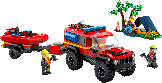 LEGO City Fire 4x4 Fire Truck with Rescue Boat - Treasure Island Toys