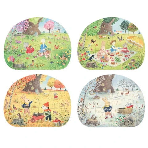 Moulin Roty La Grand Famille Four Seasons Mini Puzzles - Treasure Island Toys