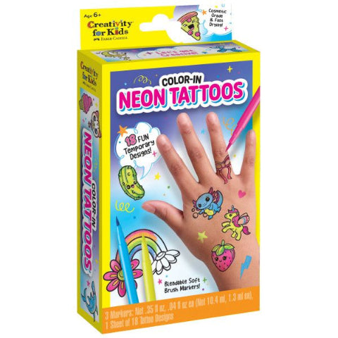 Creativity for Kids Mini Kit Colour-In Neon Tattoos - Treasure Island Toys